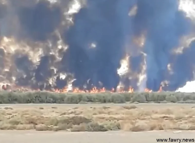بالصور .. حريق هائل في تبوك يخلف سحابة ضخمة من الدخان